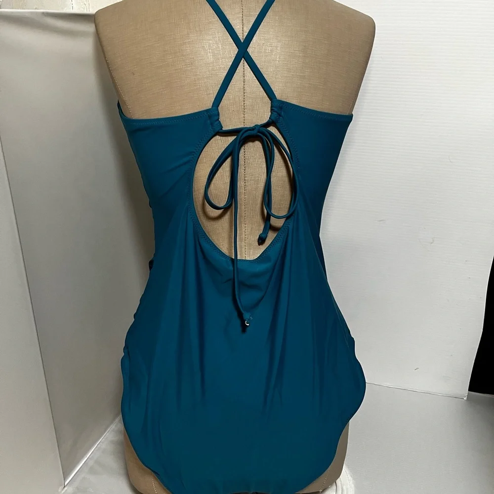 Teal Halter Neck Swimsuit - Picture 4 of 10